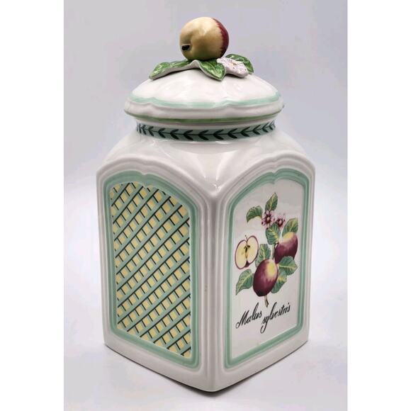 VILLEROY & BOCH French Garden Charm Canister W/ Lid Malus Sylvestris Wild Apples